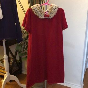 Red Beautiful Sweater Dress with a matching purse